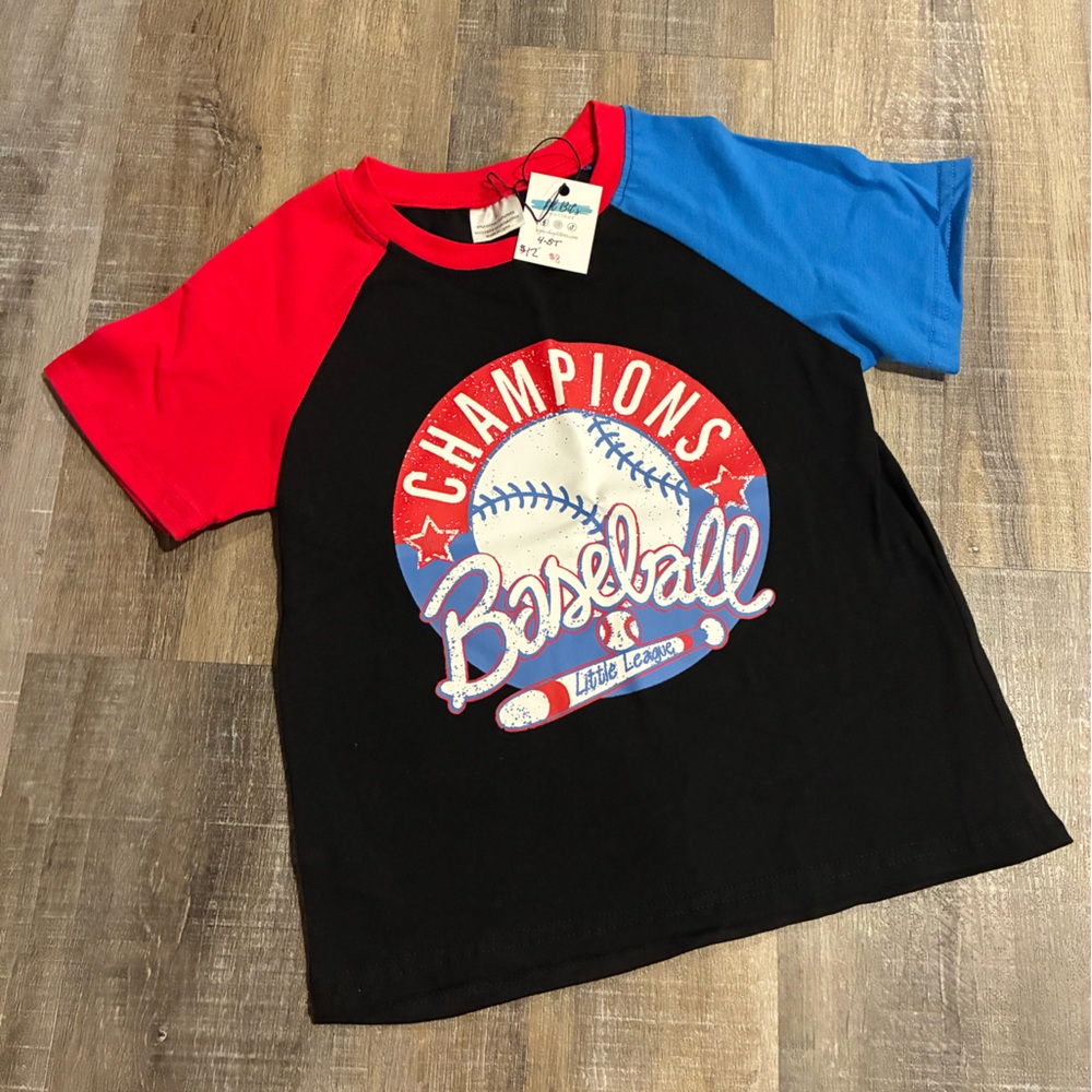 Champions Baseball Tee - Black, Red, Blue